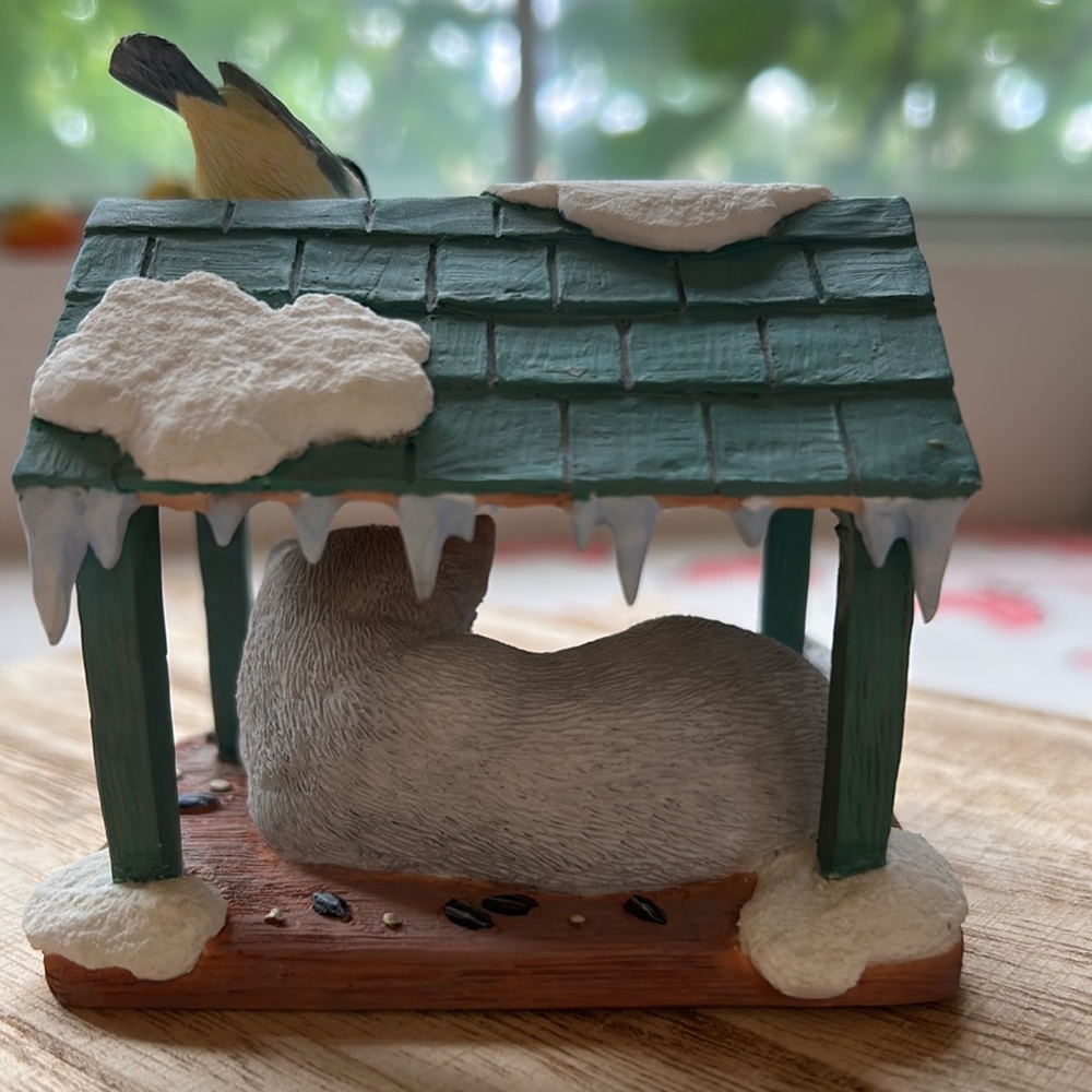 “Lenox “Winter Sunshine” Sleeping Gray Kitty Cat & Curious Bird Figurine New - Picture 8 of 11